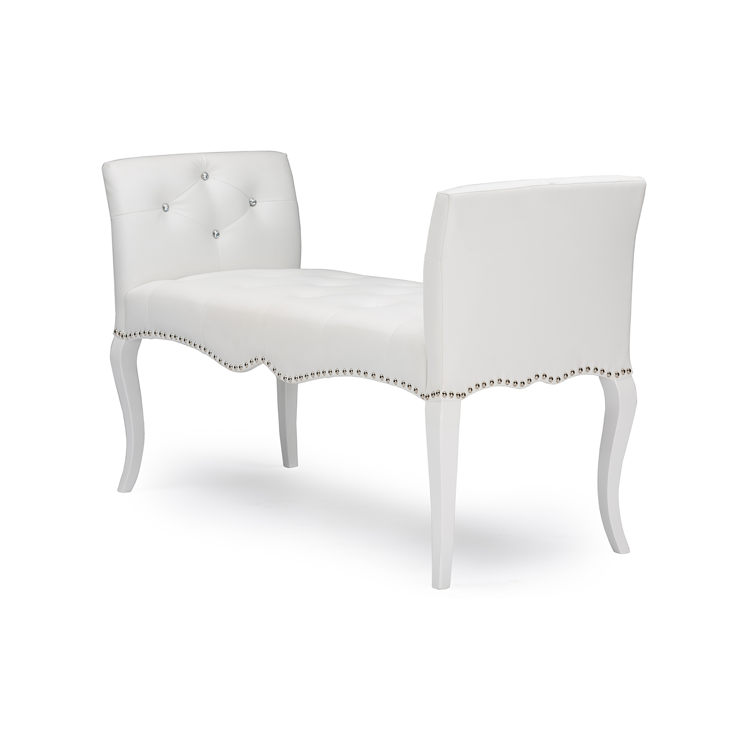 Baxton Studio Kristy Modern and Contemporary White Faux Leather Classic Seating Bench Affordable modern furniture in Chicago, Classic bench, Modern bench, Cheap bench